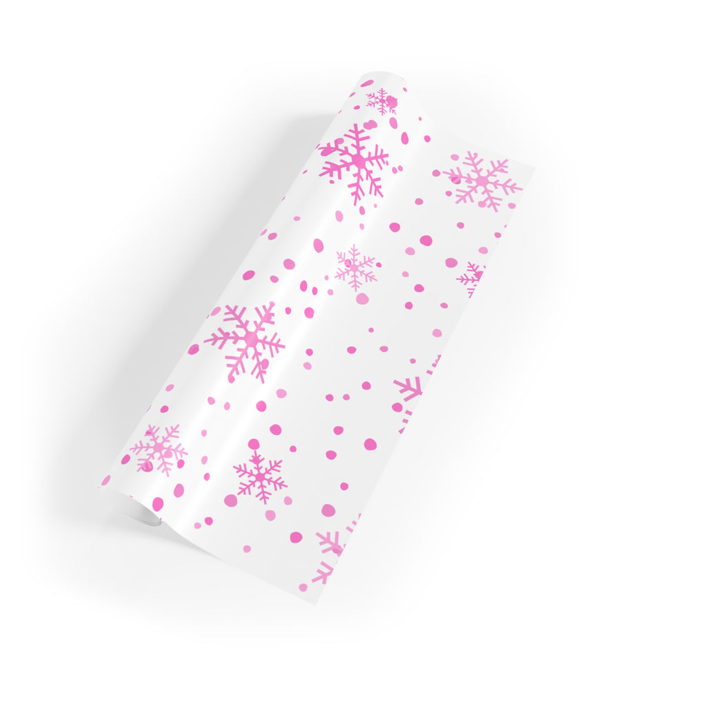 Festive Christmas Holiday Wrapping Paper Roll — Pink Snowflakes