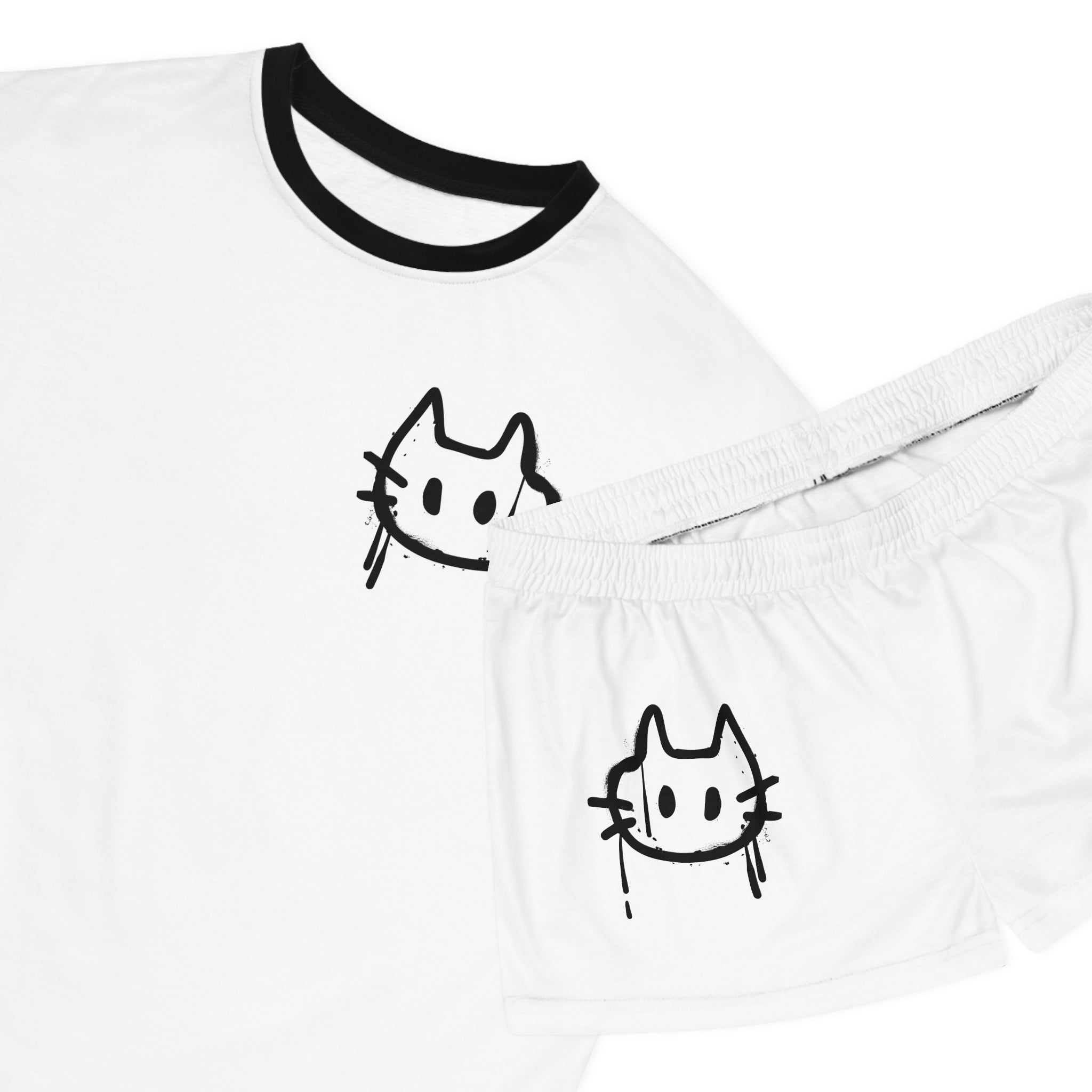 Graffiti Cat Women's Short Pajama Set