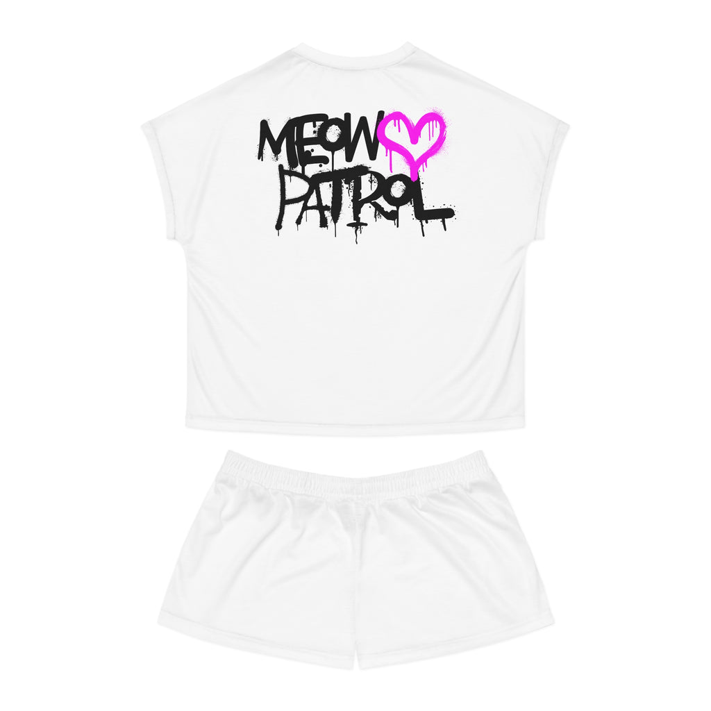 Graffiti Cat Women's Short Pajama Set