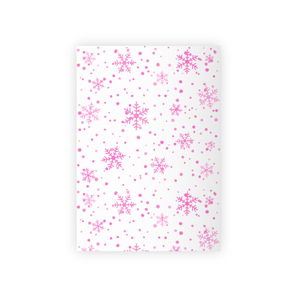 Festive Christmas Holiday Wrapping Paper Roll — Pink Snowflakes