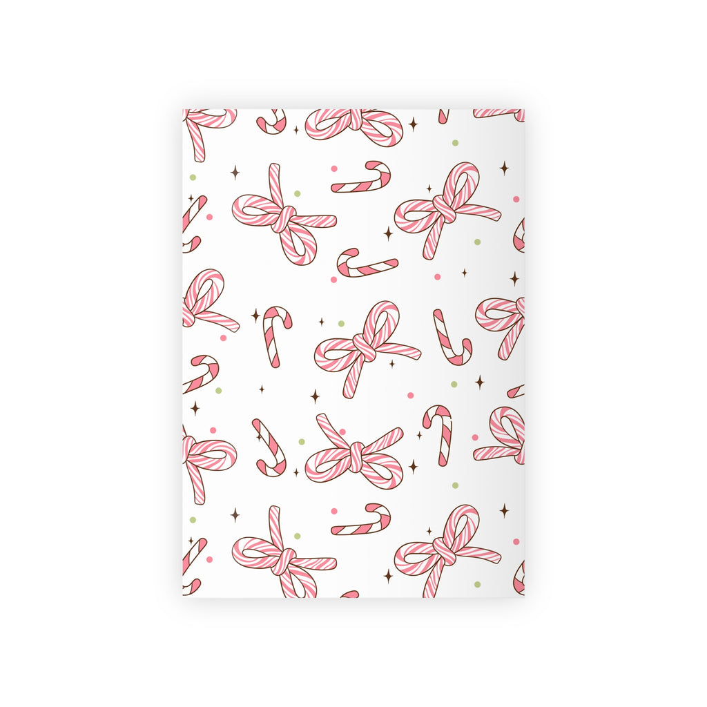 Festive Christmas Holiday Wrapping Paper Roll — Pink Candy Cane Bows