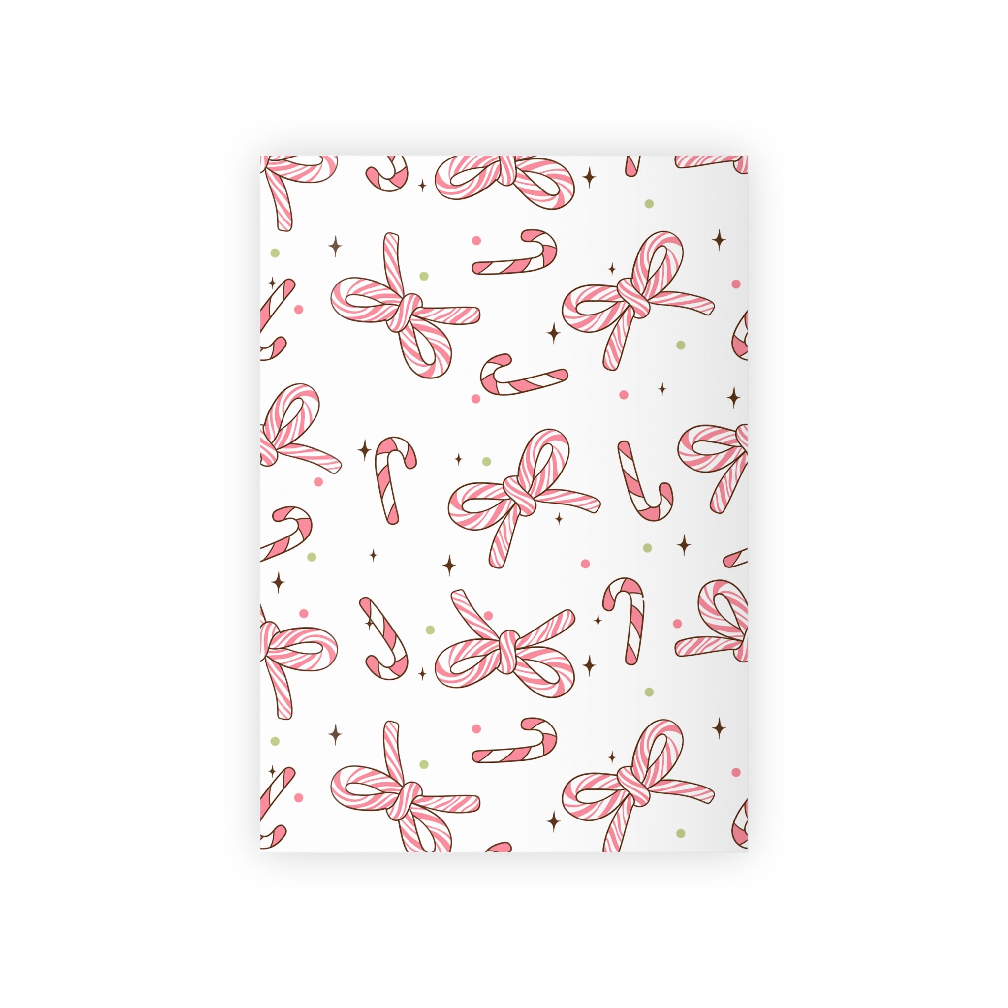 Festive Christmas Holiday Wrapping Paper Roll — Pink Candy Cane Bows