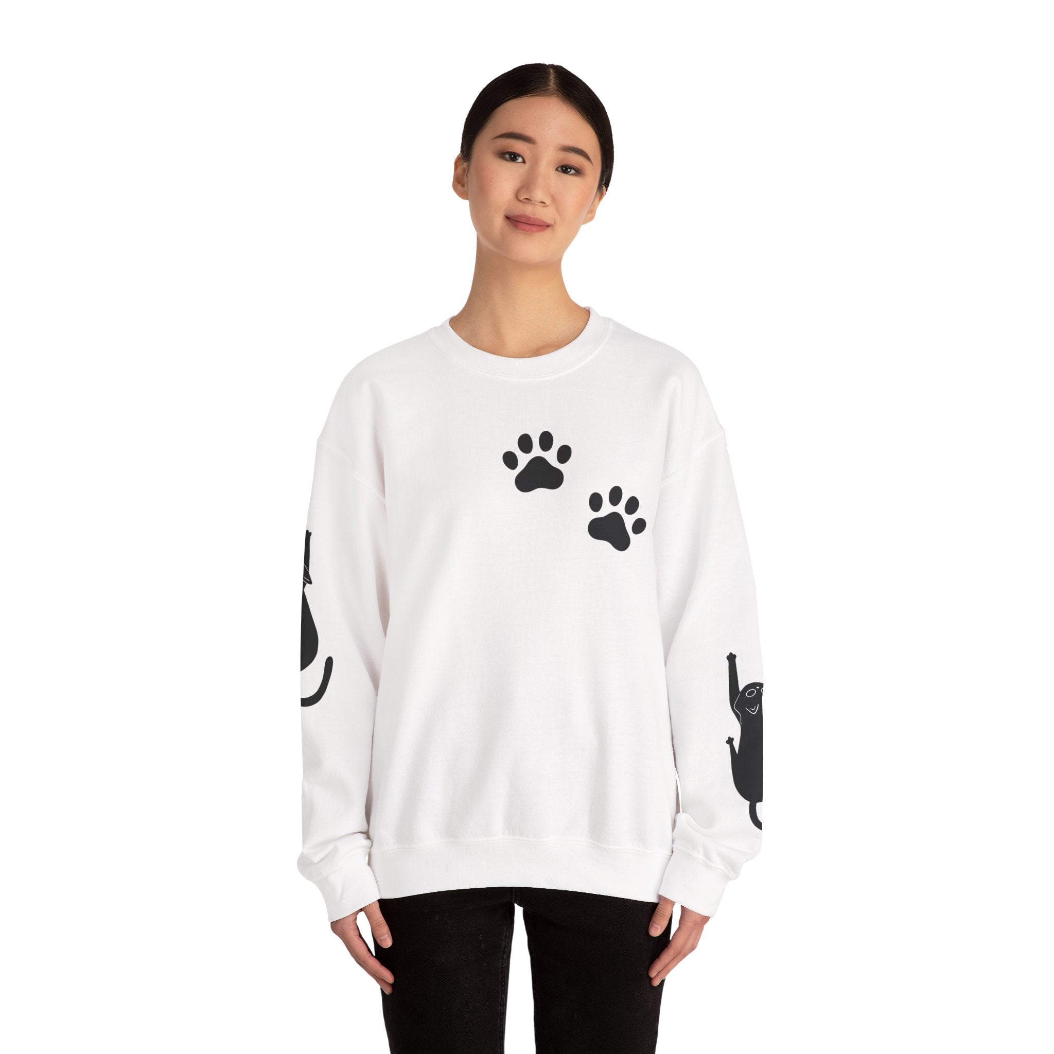 Paw Print Crewneck Sweatshirt for Cat Lovers