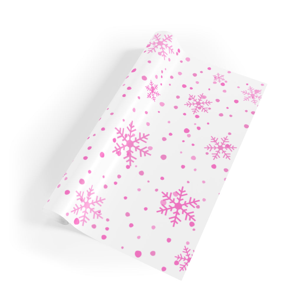 Festive Christmas Holiday Wrapping Paper Roll — Pink Snowflakes