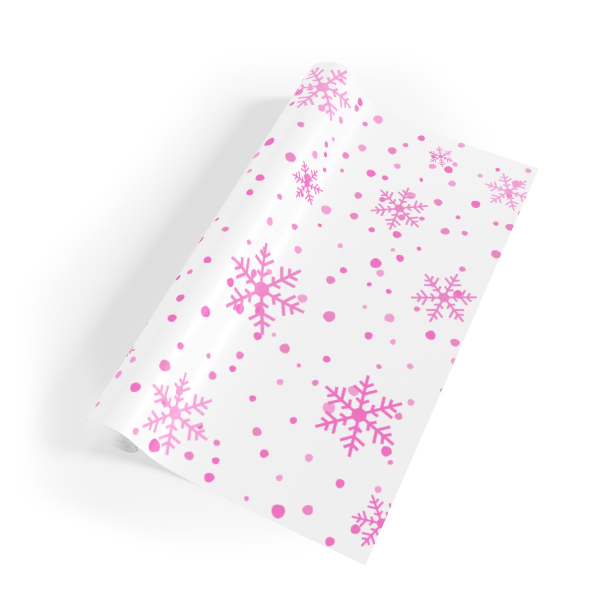Festive Christmas Holiday Wrapping Paper Roll — Pink Snowflakes
