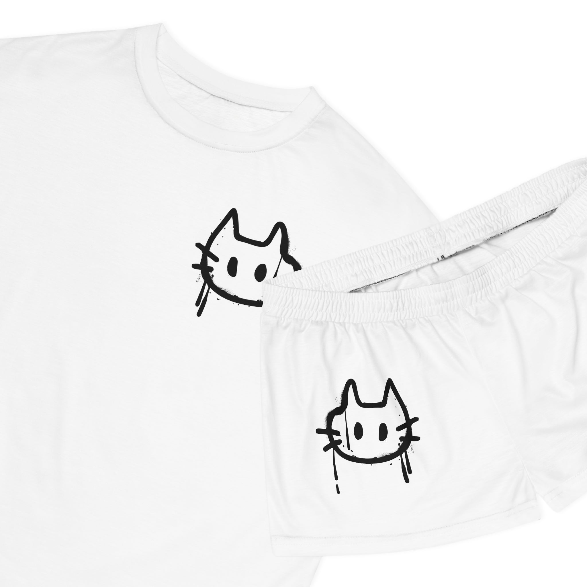 Graffiti Cat Women's Short Pajama Set
