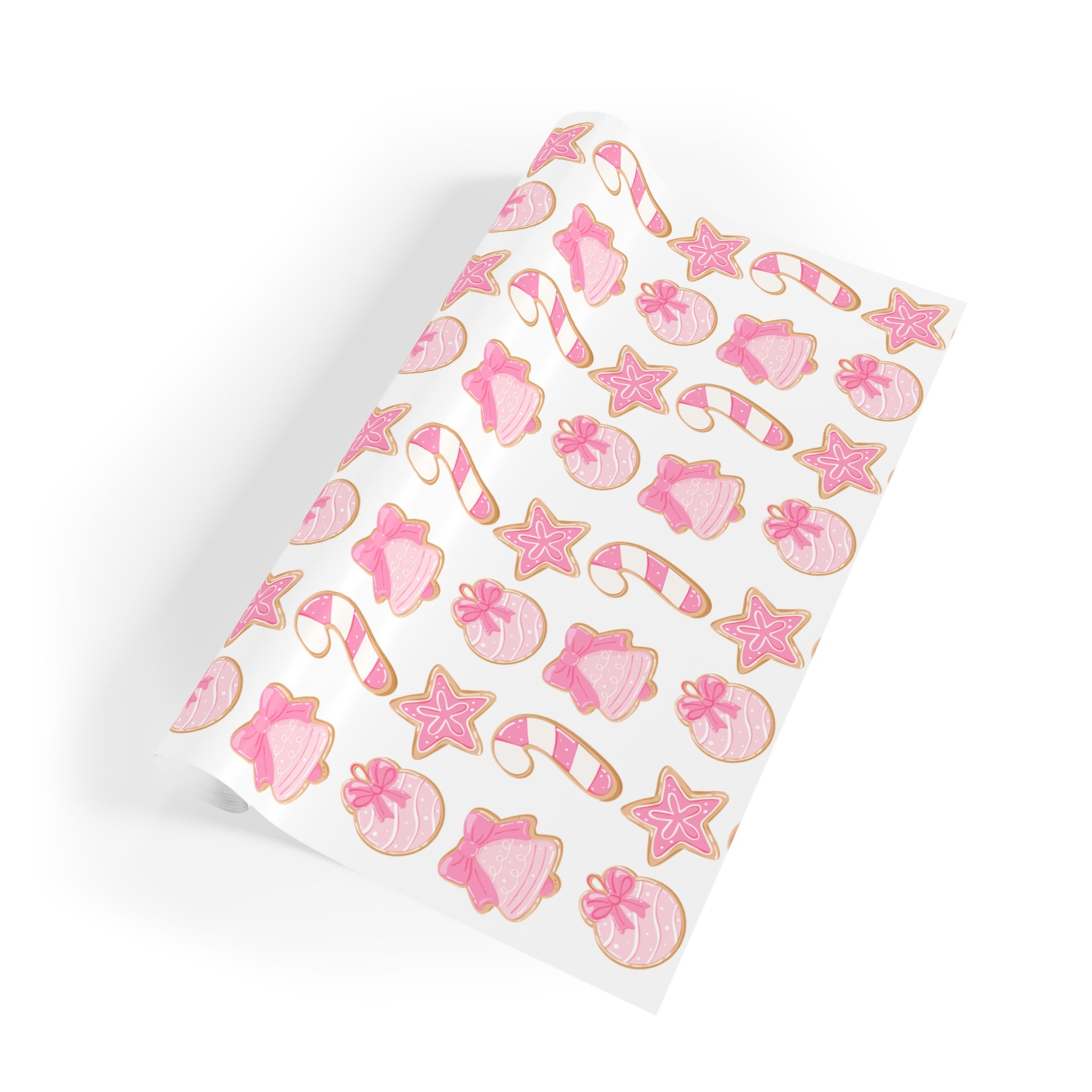 Festive Christmas Holiday Wrapping Paper -  Pink Cookies