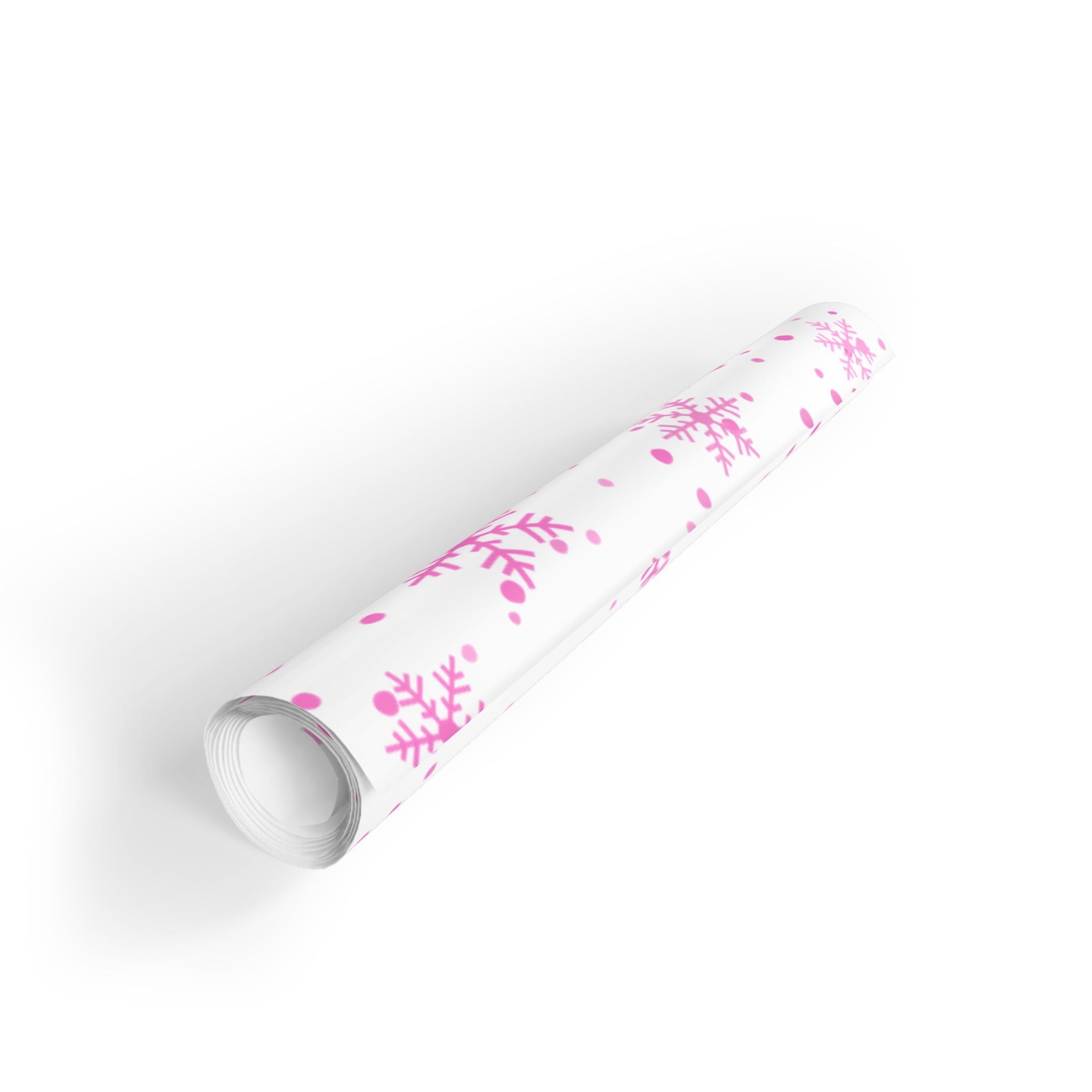 Festive Christmas Holiday Wrapping Paper Roll — Pink Snowflakes