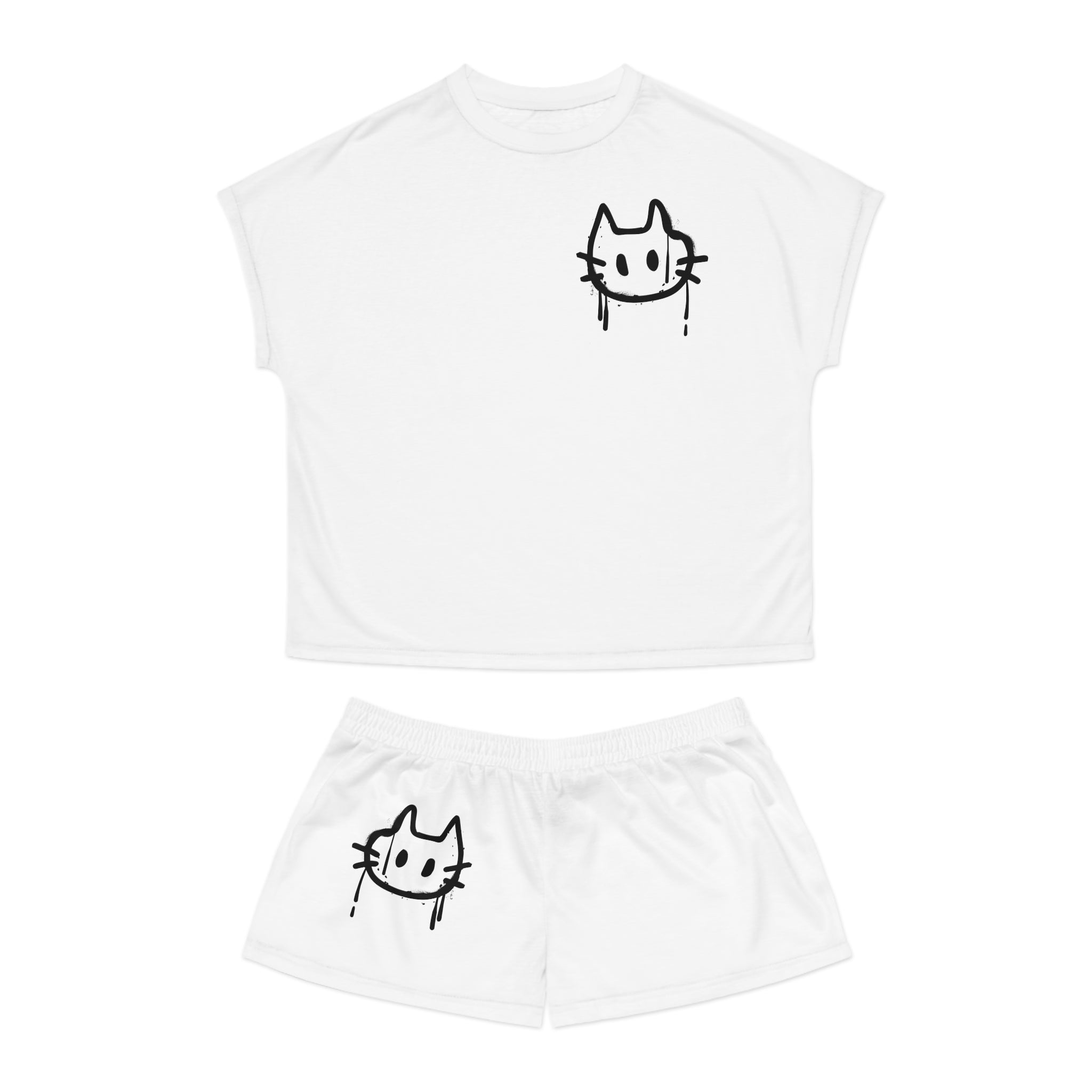 Graffiti Cat Women's Short Pajama Set