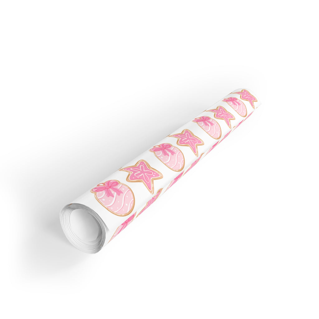 Festive Christmas Holiday Wrapping Paper -  Pink Cookies