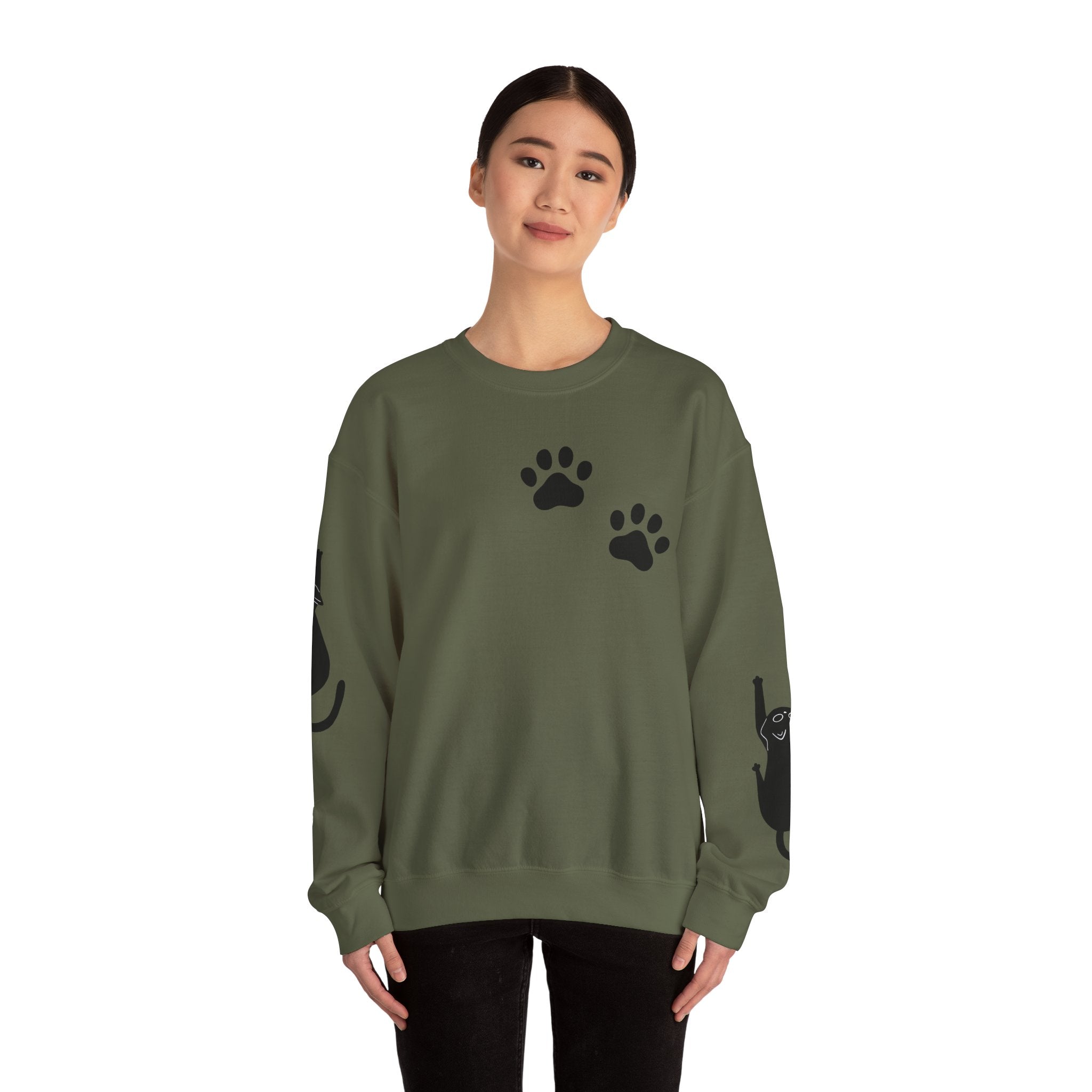 Paw Print Crewneck Sweatshirt for Cat Lovers