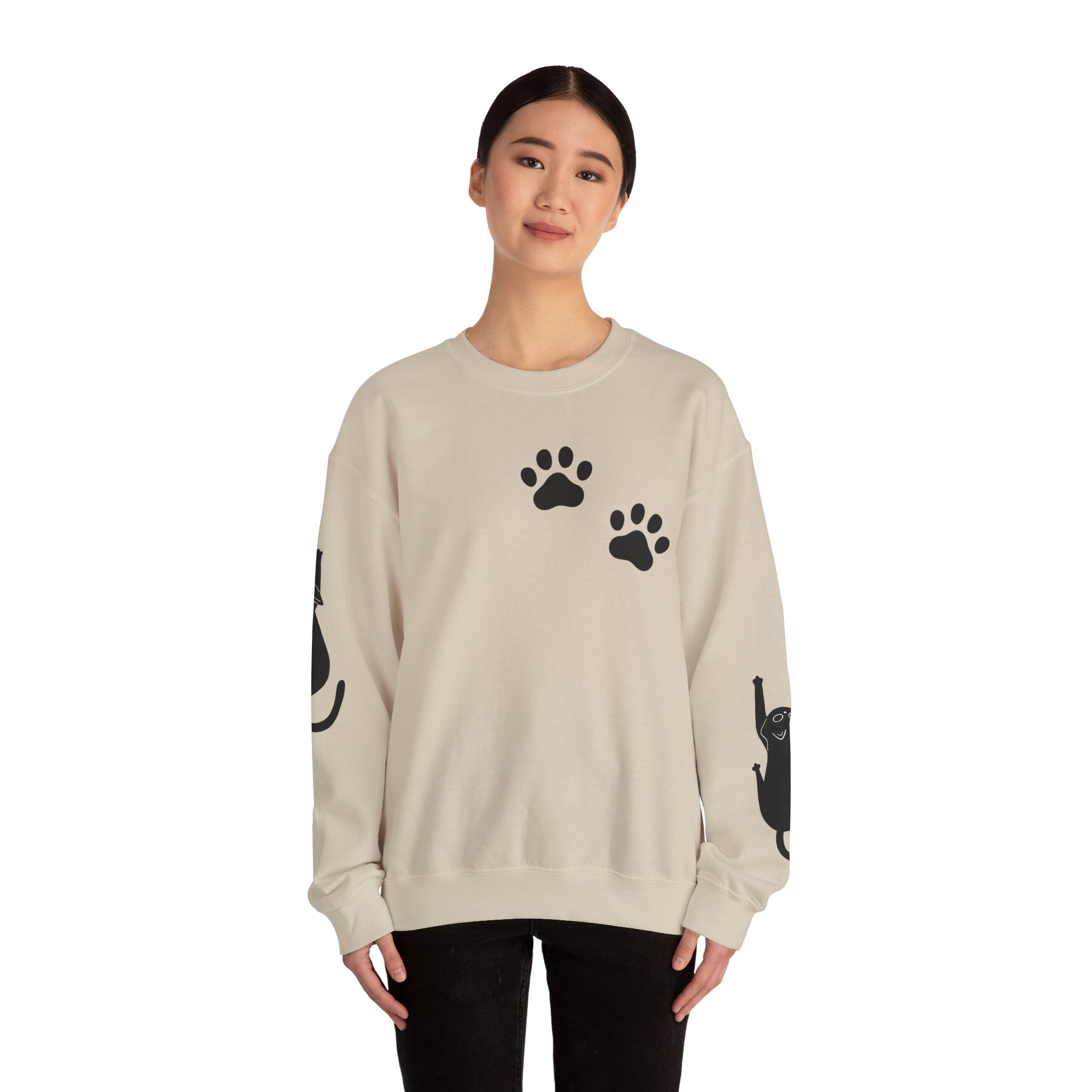 Paw Print Crewneck Sweatshirt for Cat Lovers