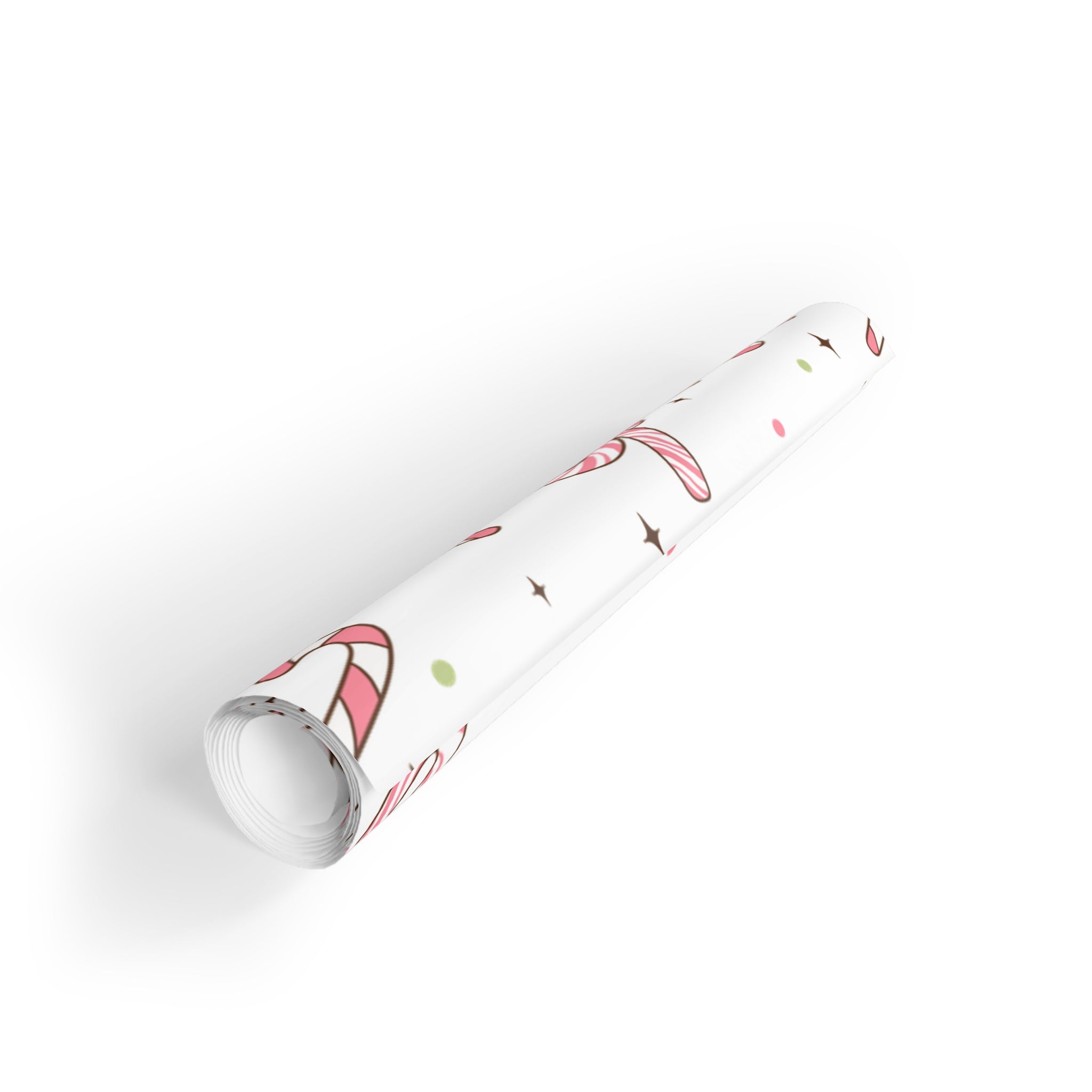 Festive Christmas Holiday Wrapping Paper Roll — Pink Candy Cane Bows