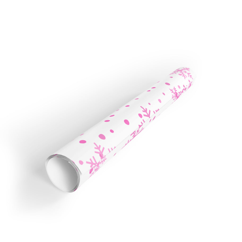 Festive Christmas Holiday Wrapping Paper Roll — Pink Snowflakes
