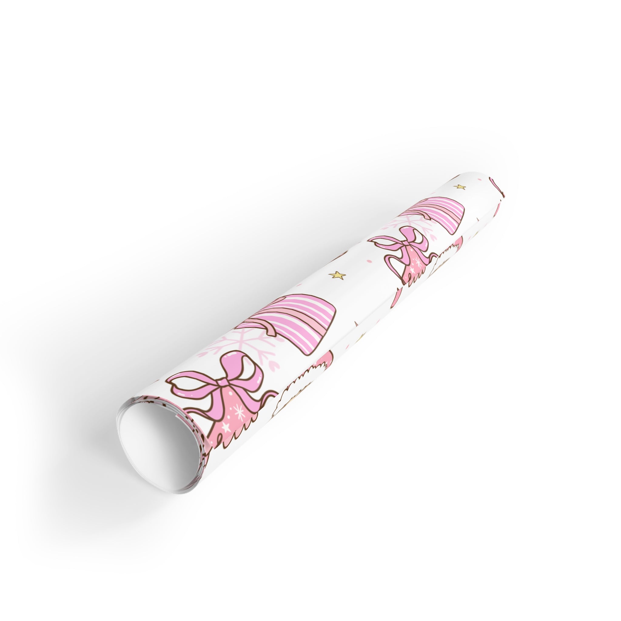 Festive Christmas Holiday Wrapping Paper Roll — Pink Santas & Trees