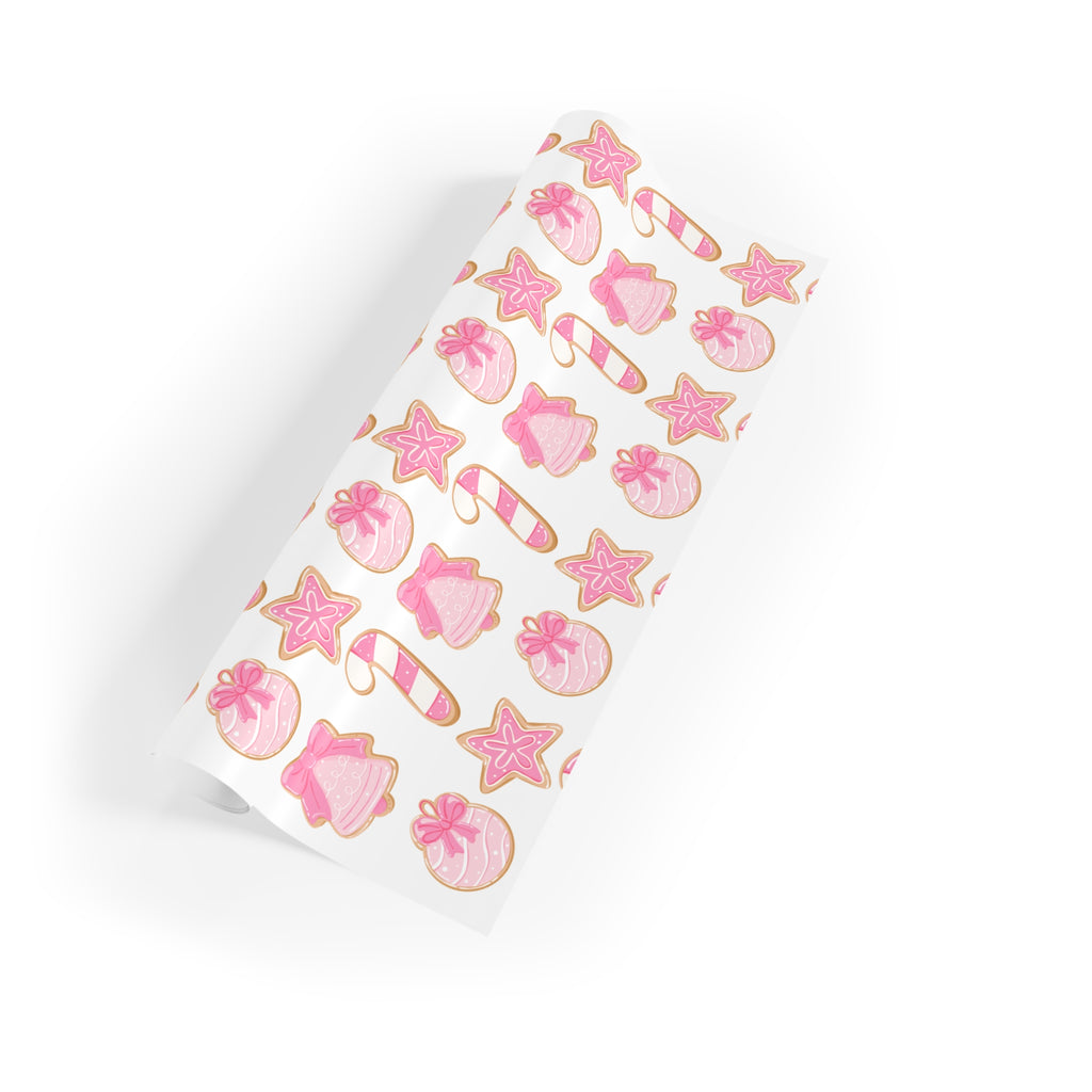 Festive Christmas Holiday Wrapping Paper -  Pink Cookies