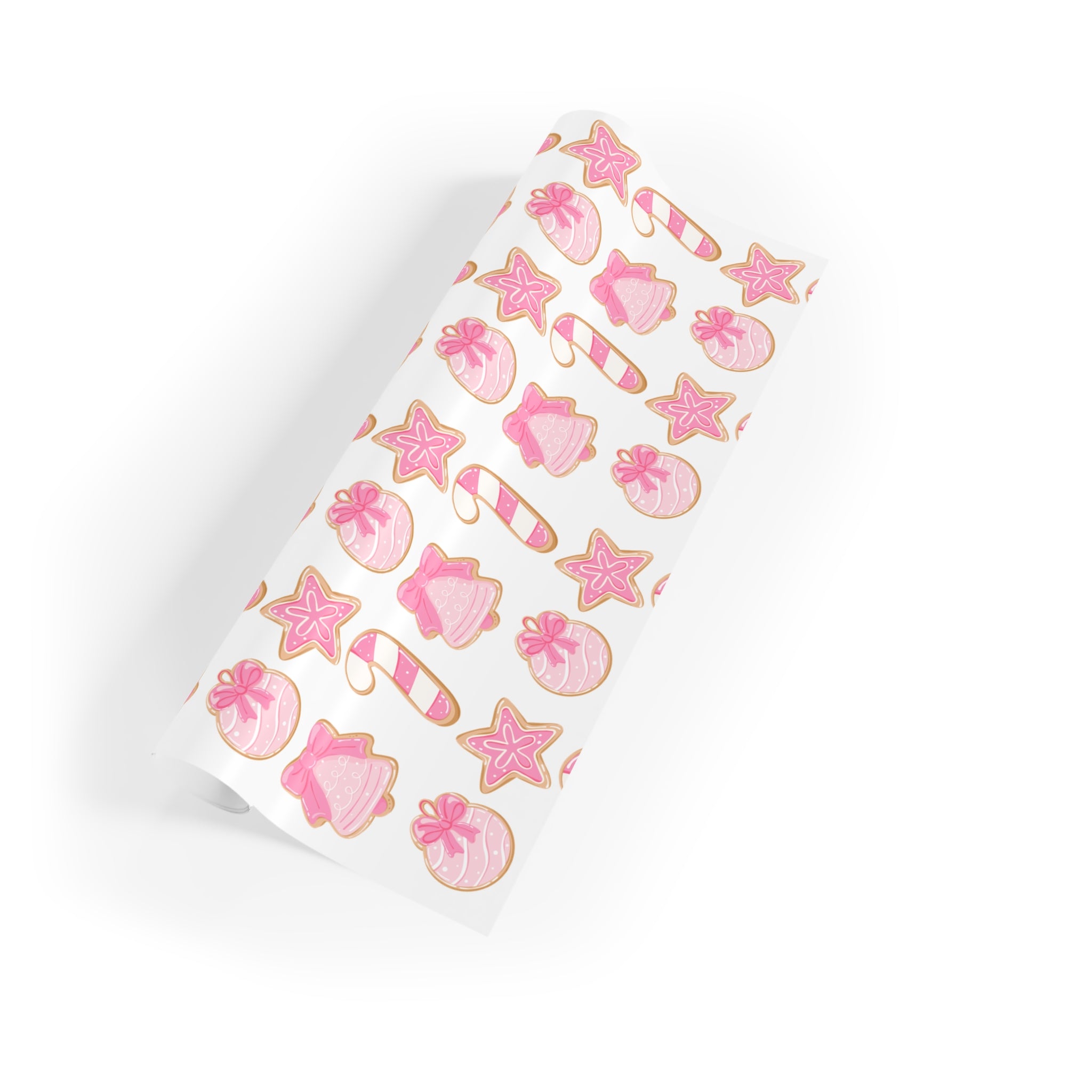 Festive Christmas Holiday Wrapping Paper -  Pink Cookies