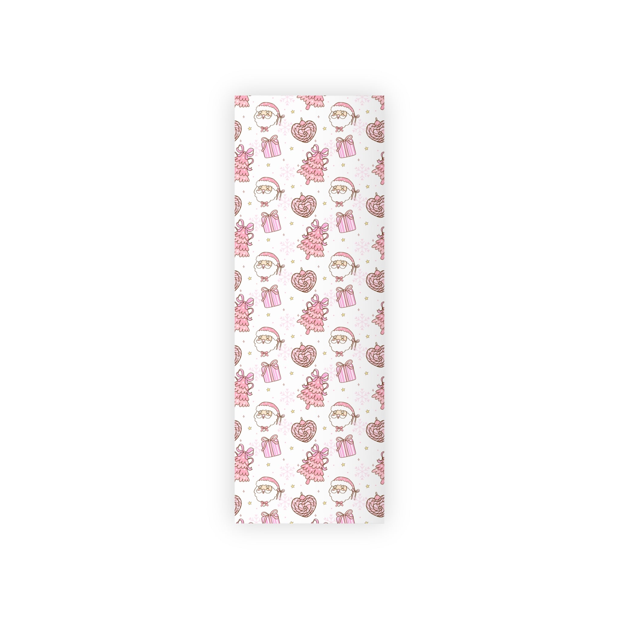 Festive Christmas Holiday Wrapping Paper Roll — Pink Santas & Trees