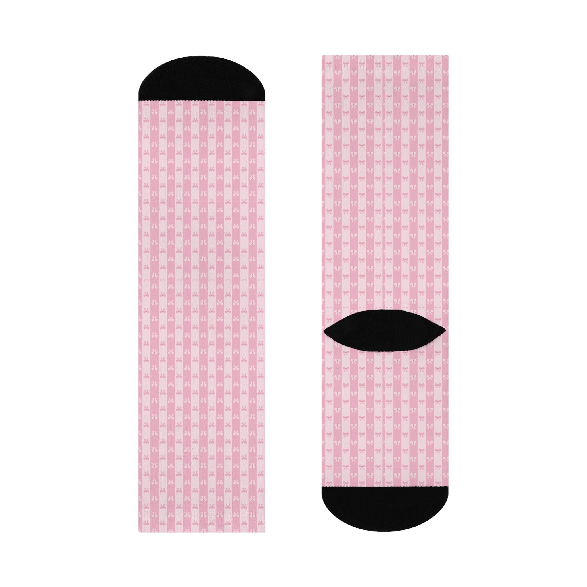 Pink Bow Pattern Cushioned Crew Socks