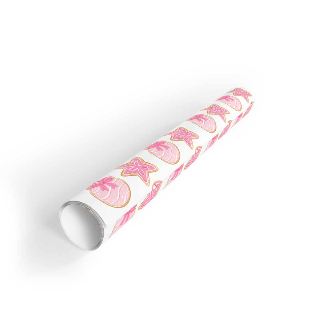 Festive Christmas Holiday Wrapping Paper -  Pink Cookies
