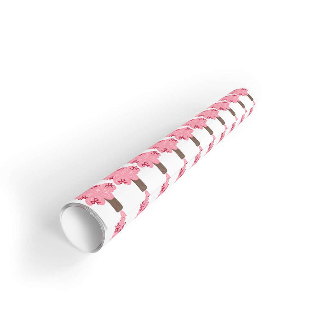 Festive Christmas Holiday Wrapping Paper -  Pink Trees