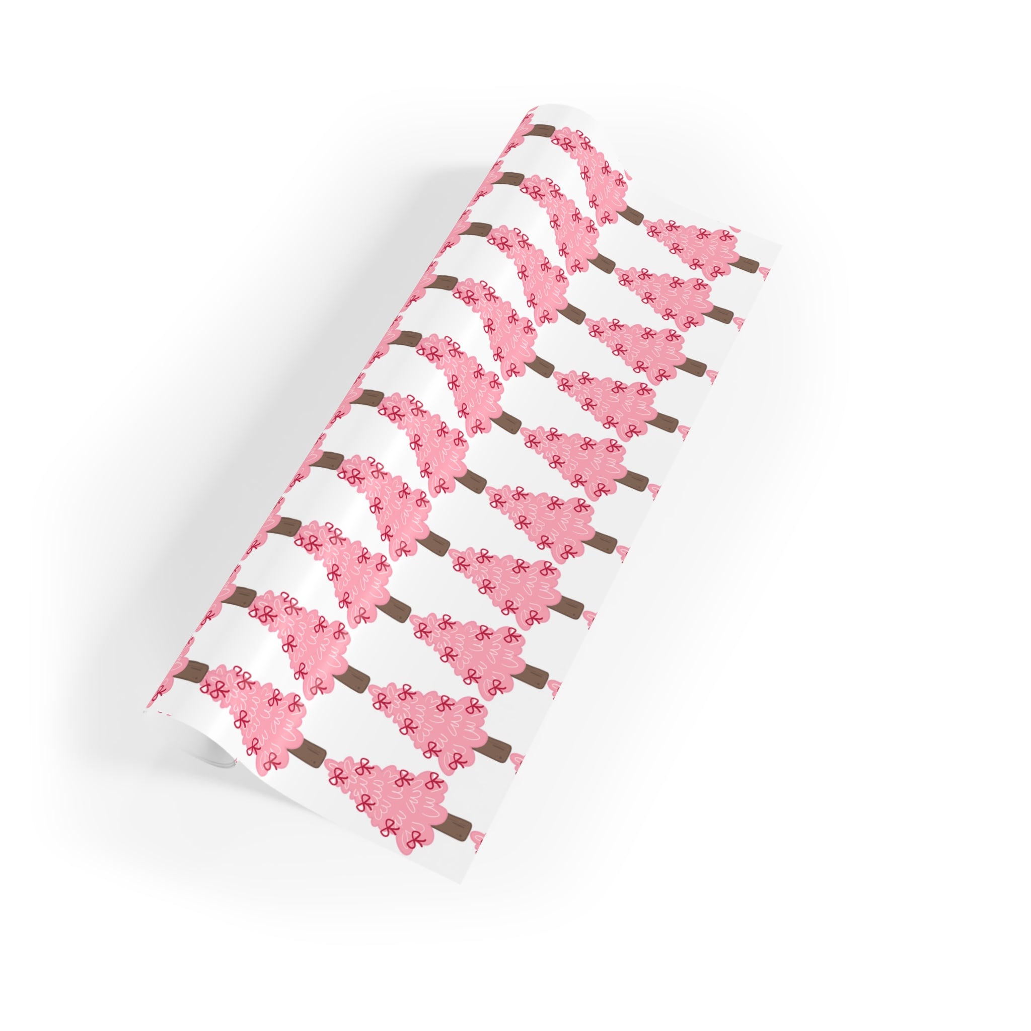 Festive Christmas Holiday Wrapping Paper -  Pink Trees